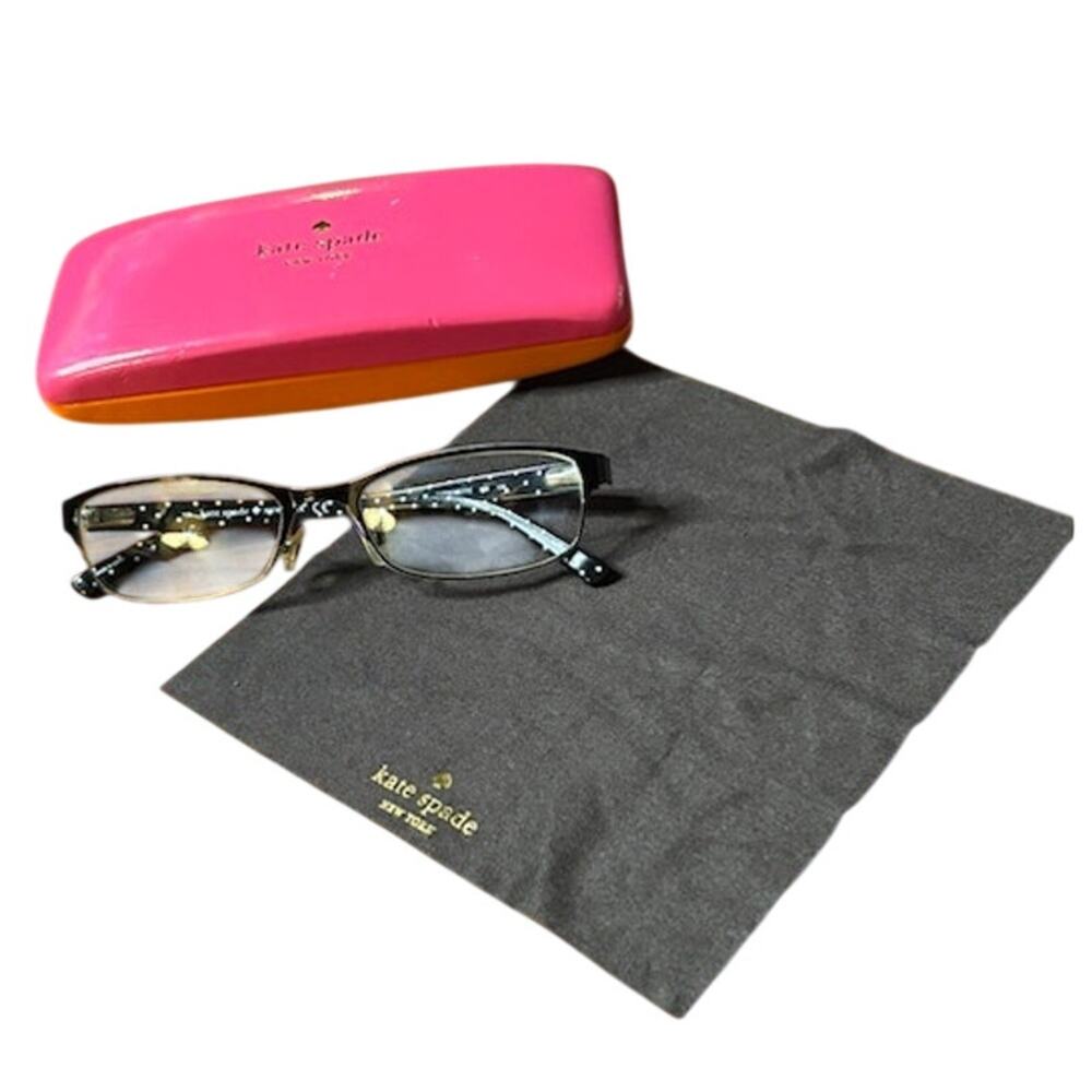 Kate Spade 006 Eyeglasses Ambrosette 52-17-135 Black Frame w/Polka Dots w/ Case